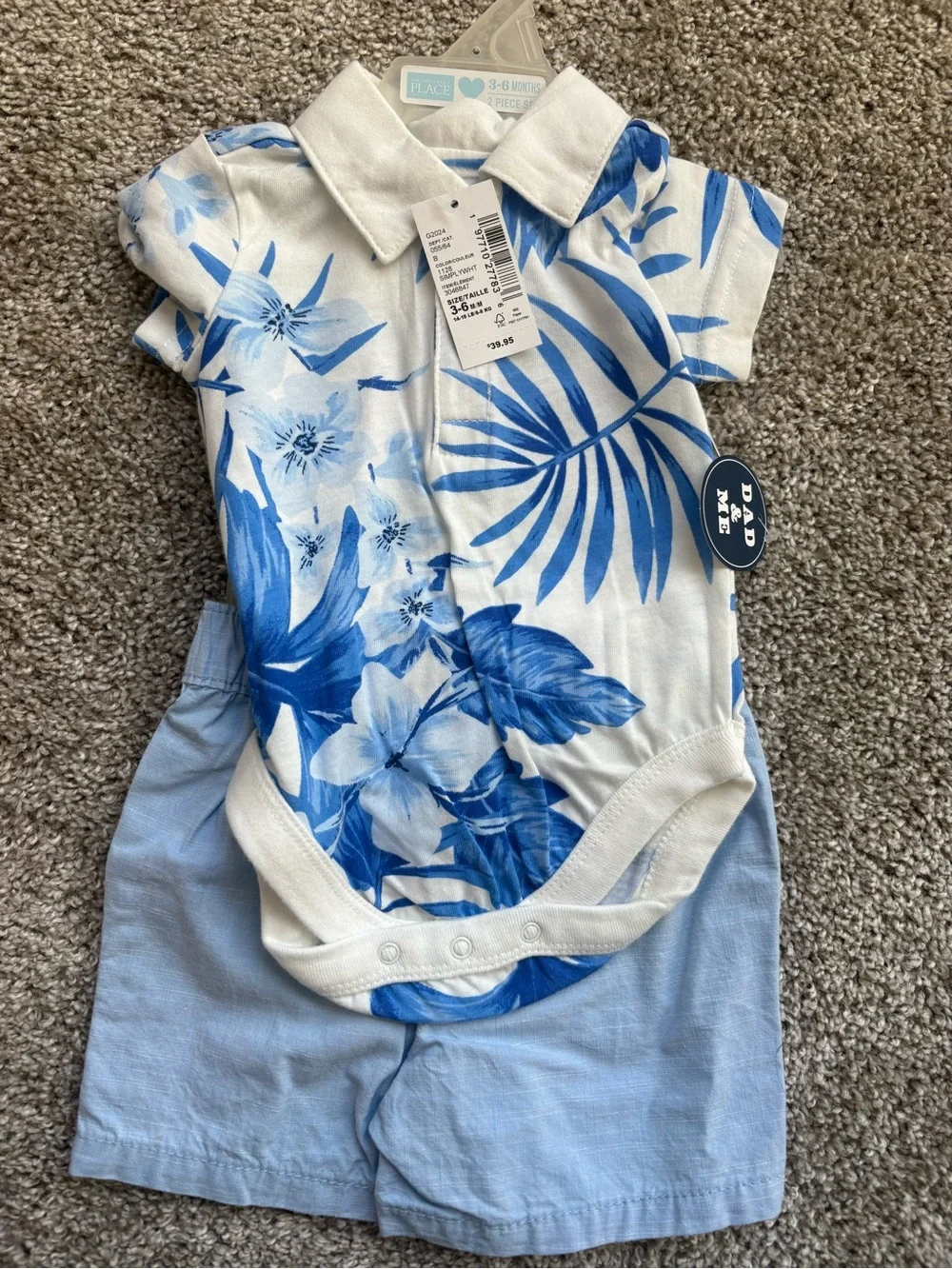 The Children's Place Blue Floral & Teal Hawaiian Matching Set